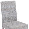 Dining Chair Set 2 pcs Kubu Rattan and Solid Mahogany Wood