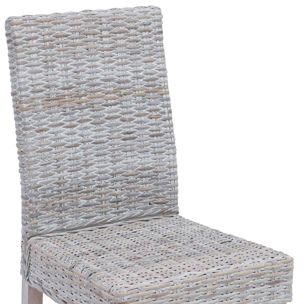 Dining Chair Set 2 pcs Kubu Rattan and Solid Mahogany Wood