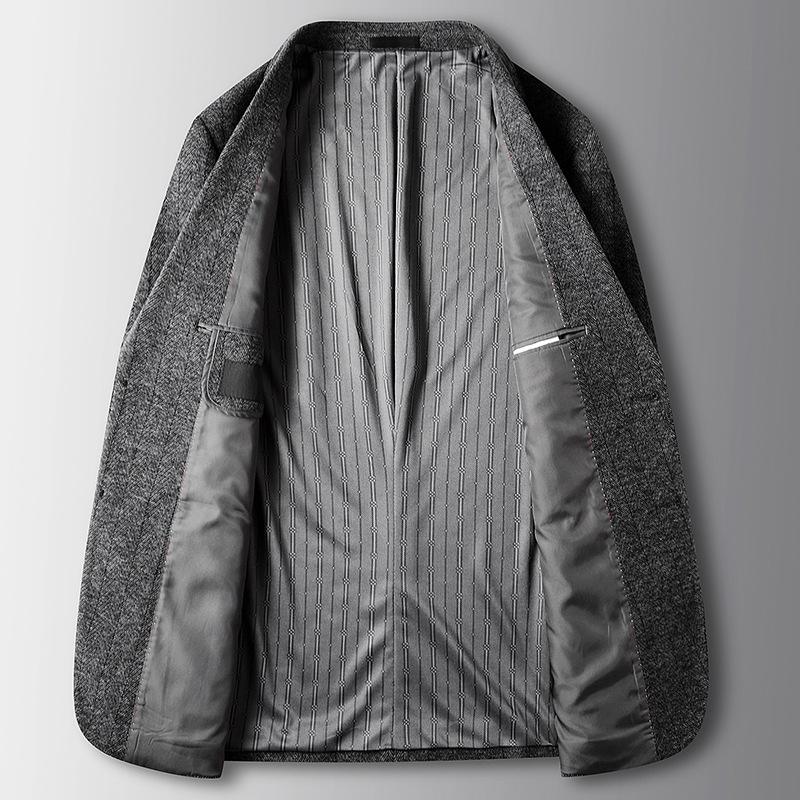 Осенне-зимний утолщенный шерстяной однотонный пиджак West для мужчин молодого и среднего возраста, легкий роскошный деловой костюм