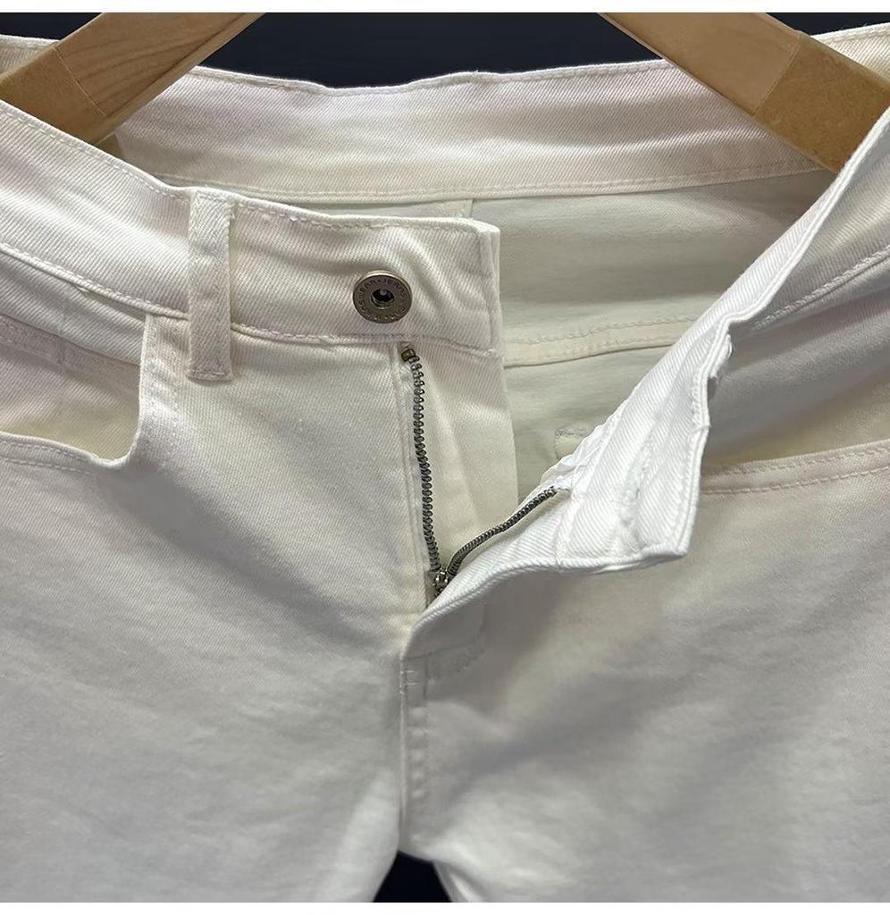 Белые облегающие повседневные джинсы Nine-Point в корейском стиле для мужчин