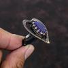 Кольцо с граненым синим сапфиром Кольцо из медной проволоки Регулируемое кольцо Медные украшения Кольцо с драгоценным камнем Кольцо ручной работы Дизайнерские ювелирные изделия Подарок для него