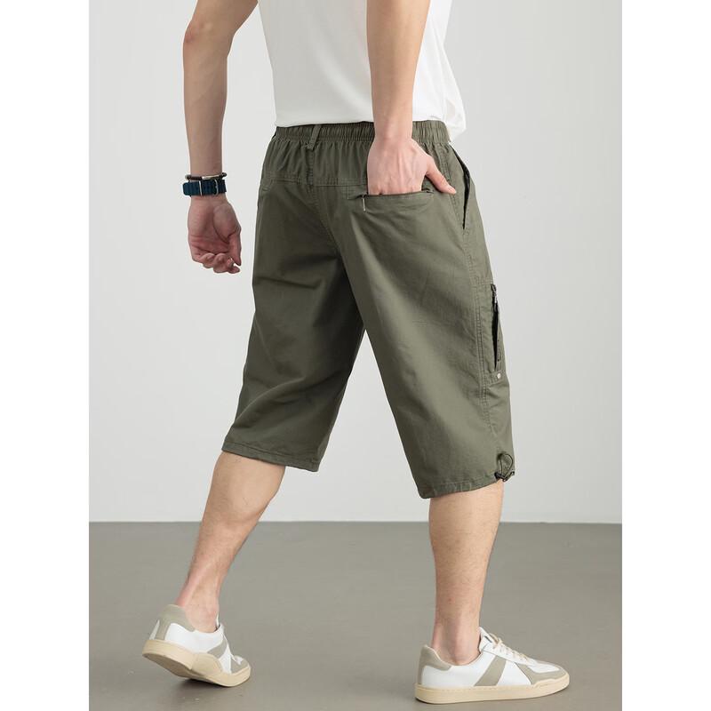 Hengyuanxiang Men's 100% Cotton Casual Cropped Shorts