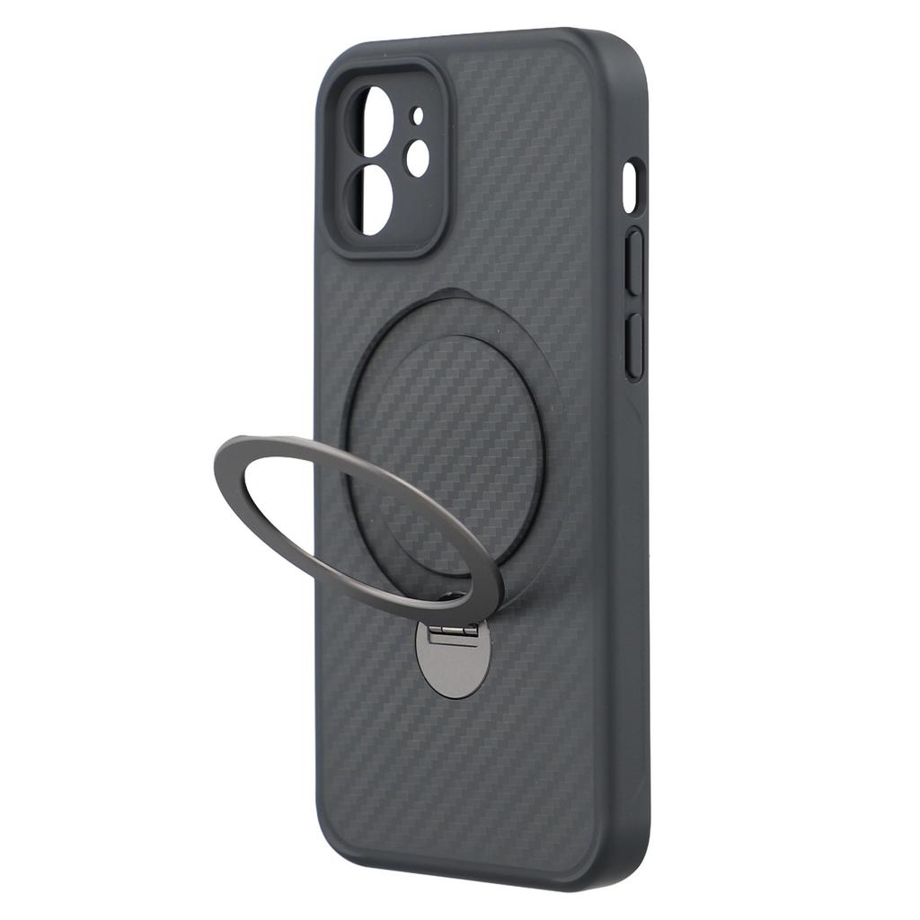 For iPhone 12 Case Compatible with MagSafe Kickstand TPU+PC Phone Cover Carbon Fiber Texture