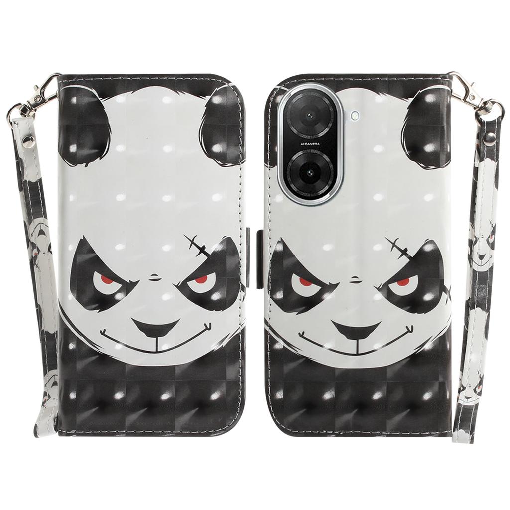 For Xiaomi Redmi A5 4G (171.7mm)/Poco C71 4G Case Pattern Printing Leather Wallet Phone Cover with Wrist Strap