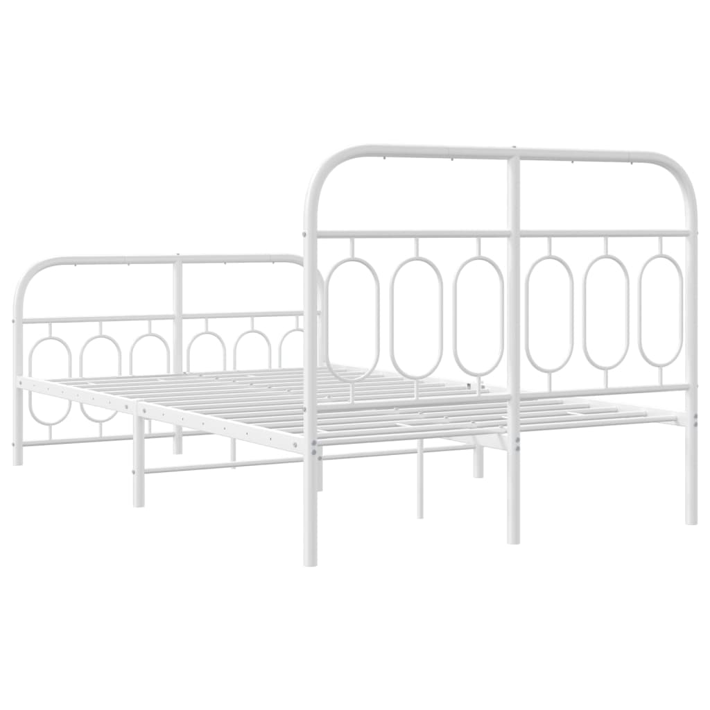 Vidaxl Металлическая Рама Кровати С Изголовьем И Изножьем, Белая, 120X200 См