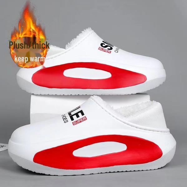 2024 Новые мужские водонепроницаемые хлопковые тапочки на каблуке — нескользящие, устойчивые к фекалиям, идеально подходят для использования в помещении и на улице осенью и зимой.