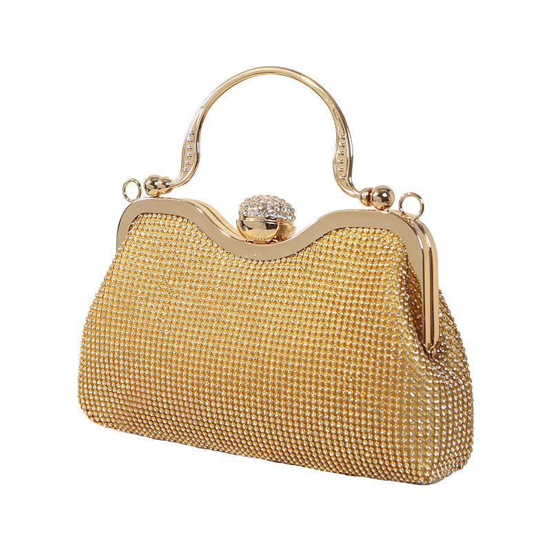 Retro Pearl Style Shell Shaped Handbag With Sparkling Water Diamond Decor For Parties And Casual Wear
