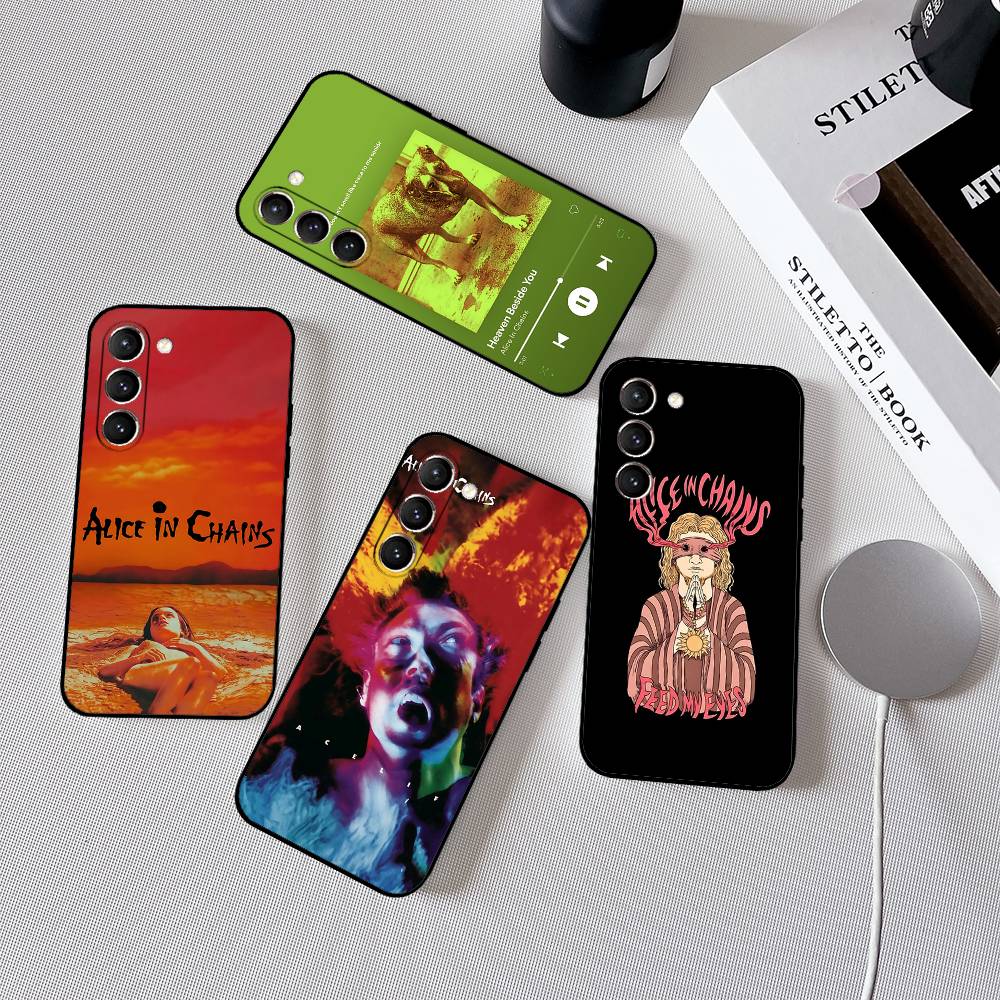 Band H-Alice In Chains-W Phone Case For Samsung Galaxy S25 S24 S23 S22 S21 FE Plus Ultra A13 A20 A32 A70 Black Cover
