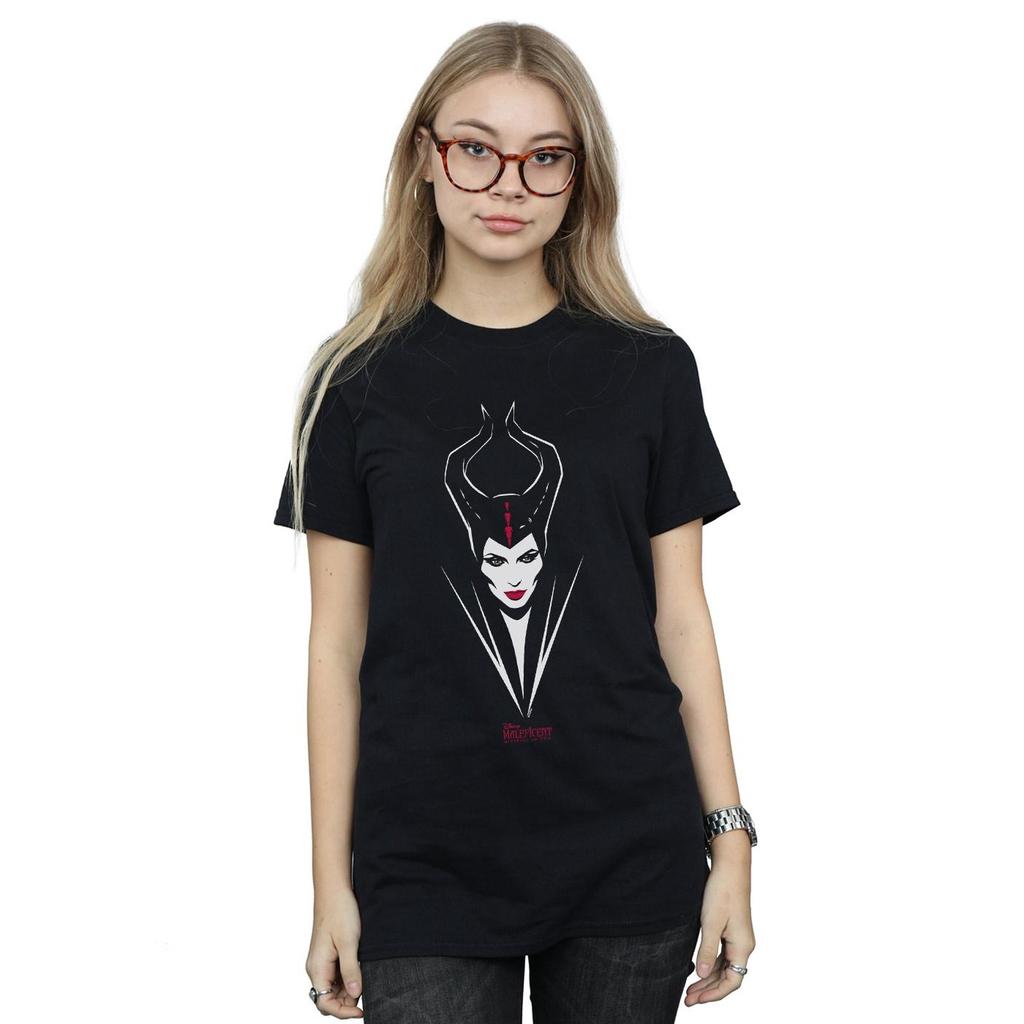 Disney Womens/Ladies Maleficent Mistress Of Evil Face Cotton Boyfriend T-Shirt