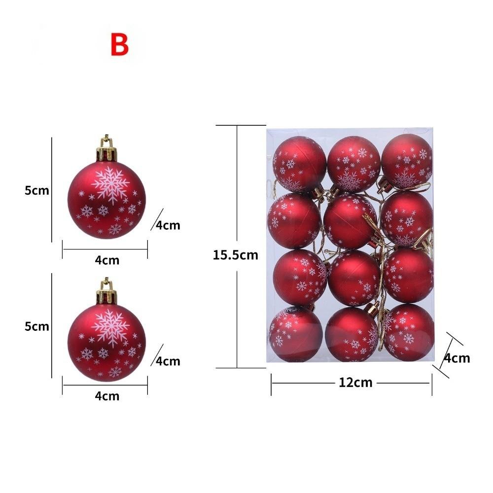 12PCS 6cm Christmas Ball Pendant Plastics Christmas Supplies New Xmas Tree Ornament  Merry Christmas