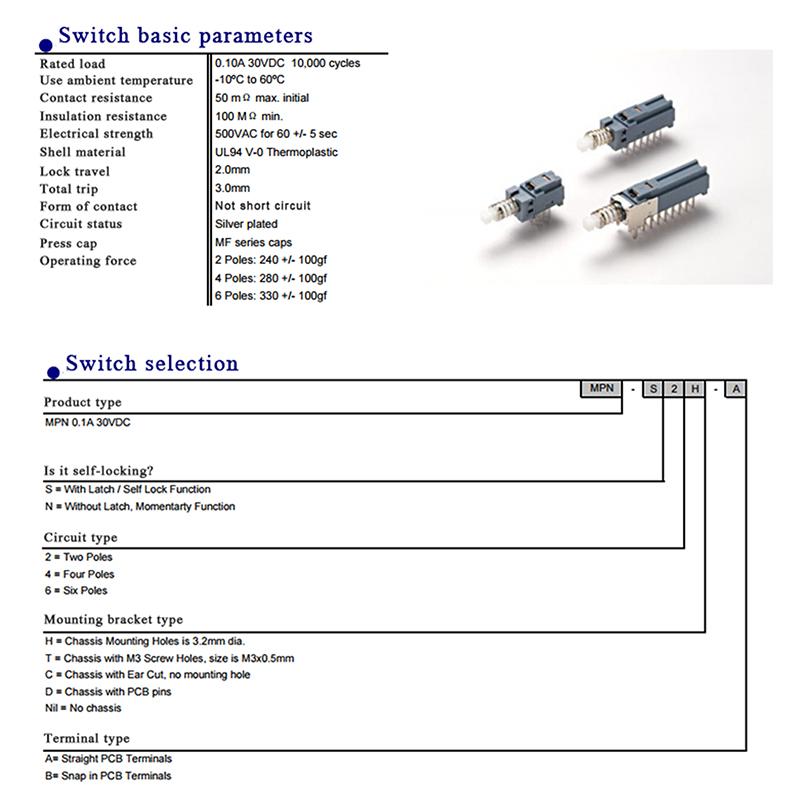 1/3Pcs Mpns6A Mpn-S6-A Self-Locking 6-Knife 18-Pin Keyboard Switch 6-Way Power Switch With Lock