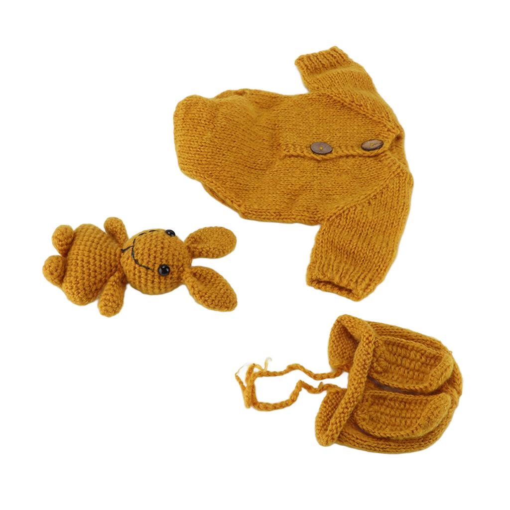 Детские наряды для фотосъемки из пряжи Кролик Милый вязаный реквизит для фотосъемки новорожденных для девочек и мальчиков Желтый