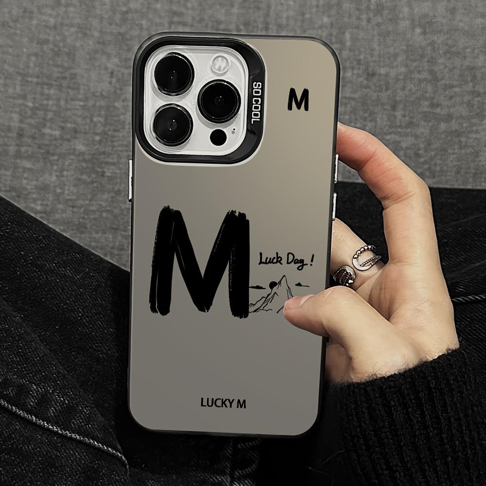 Чехол для телефона с узором из счастливой буквы M, подходит для iPhone 17 16 15 14 13 12 11 Pro/Max/Plus, противоударная задняя крышка