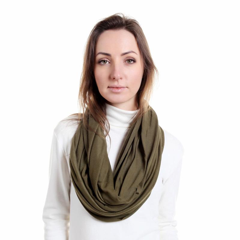 Solid Cotton Seamless Infinity Scarf, Shawl & Nursing Cover