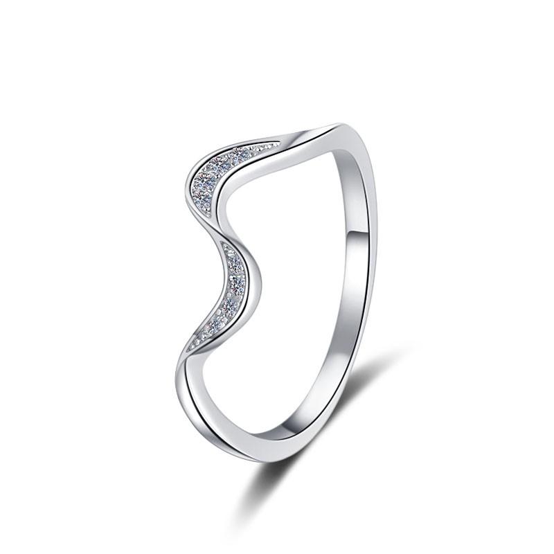 Jewelry Wave Shape GRA Certificate Full VVs1 Moissanite S925 Sterling Silver Stackable Band Wedding Ring for Women