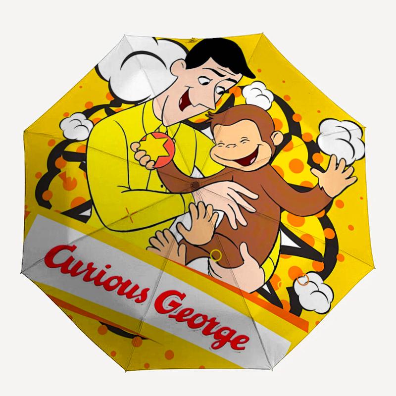1pc Curious George (7) Umbrella, Sun Protection, And UV Shielding. It Has Eight Sturdy Ribs for Outdoor Use And Perfect Gift