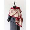 Scarf Fashion Flower Print Women's Faux Wool Wrap Head Shawl Autumn and Winter Warm Gift, Scarf Women's Winter Cashmere