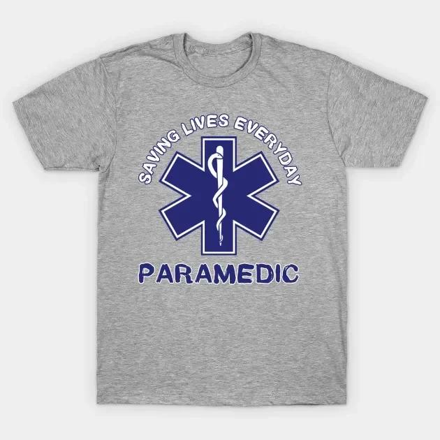 Спасаем жизни каждый день EMS EMT Парамедик Символ Звезда Жизни Футболка 100% Хлопок Круглый вырез Летняя Короткий рукав Повседневная Мужская Футболка