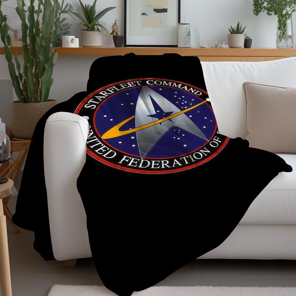 Плед S-Star T-Trek с логотипом Теплый и мягкий Подходит для спальни гостиной диван-кровать офиса путешествий кемпинга