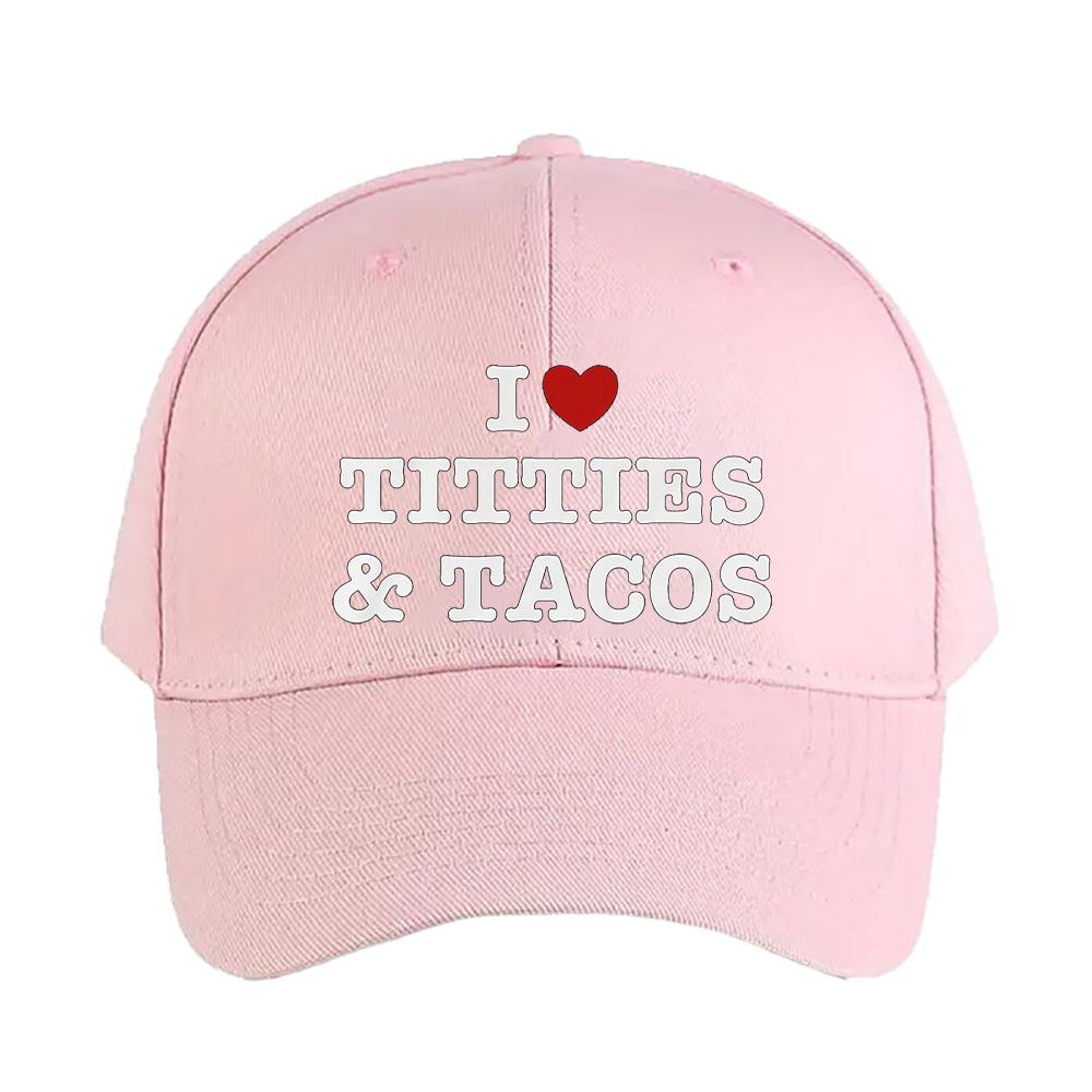 I Love Titties and Tacos Funny Meme Caps Summer Adult Baseball Cap Adjustable with Curved Brim Duckbill Hat Protection Sun Hats