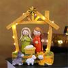 LED Lighted Festival Resins Nativity Figurines Ornament Set Holiday Tabletop Decoration for Christmas Party Decors Gift