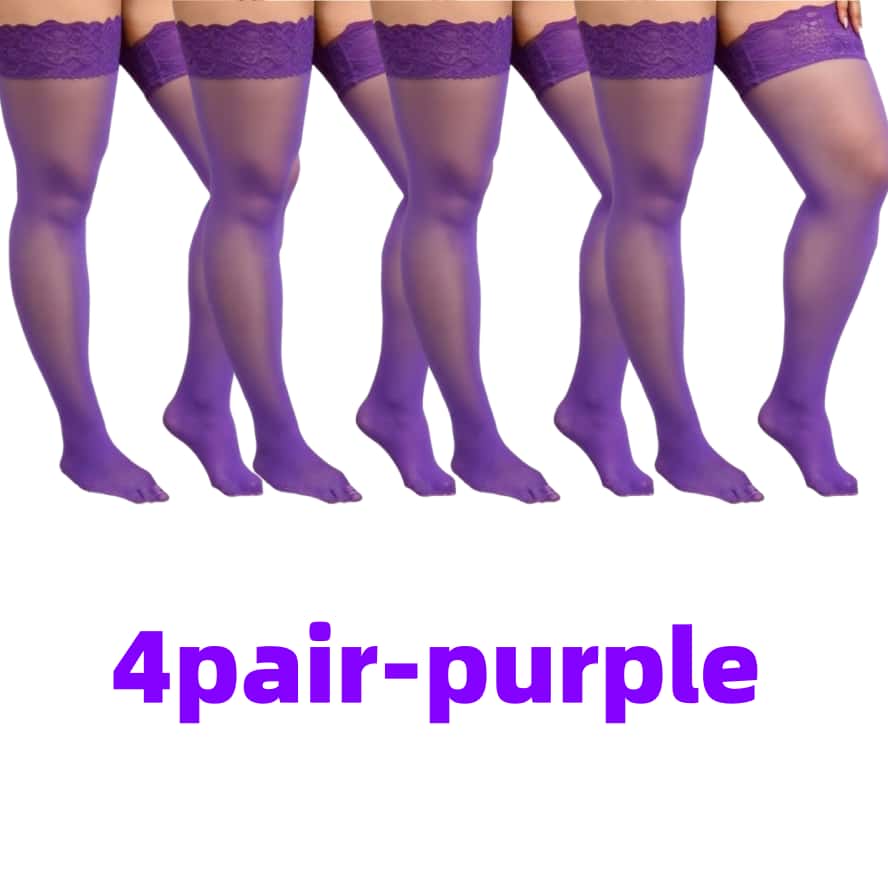 4 пары/КОМПЛЕКТ Кружевные чулки выше колена, до бедра, эластичные, сексуальные, тонкие, черные, в сетку, комплект чулок, белые, больших размеров, длинные носки для женщины