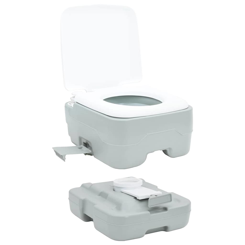 Portable Camping Toilet Grey and White 41.5 x 36.5 x 30 cm Polyethylene