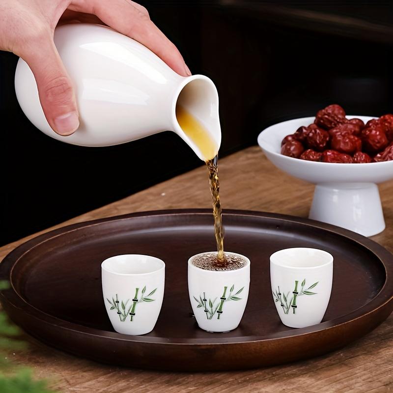 1 Set Ceramic Sake Set Japanese Sake Cup Include 1 Pot And 6 Cups Porcelain White Liquor Pot Traditional Ceramic Crafts Saki Cups For Home Sushi Shop