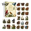 Holiday Tree Decorations Bird Themed Advent Calendar, 24Pcs Acrylic 2D Ornament Set with Gift for Watchers Hanging String, Christmas Decor,
