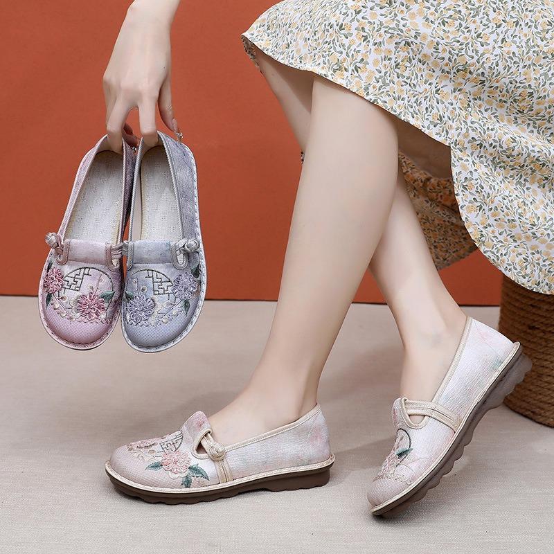 ****** and Autumn New Old ******* Cloth Shoes Women's S**t Sole Breathable Lightweight Single Shoes Casual Versatile One Pedal Mom Shoes