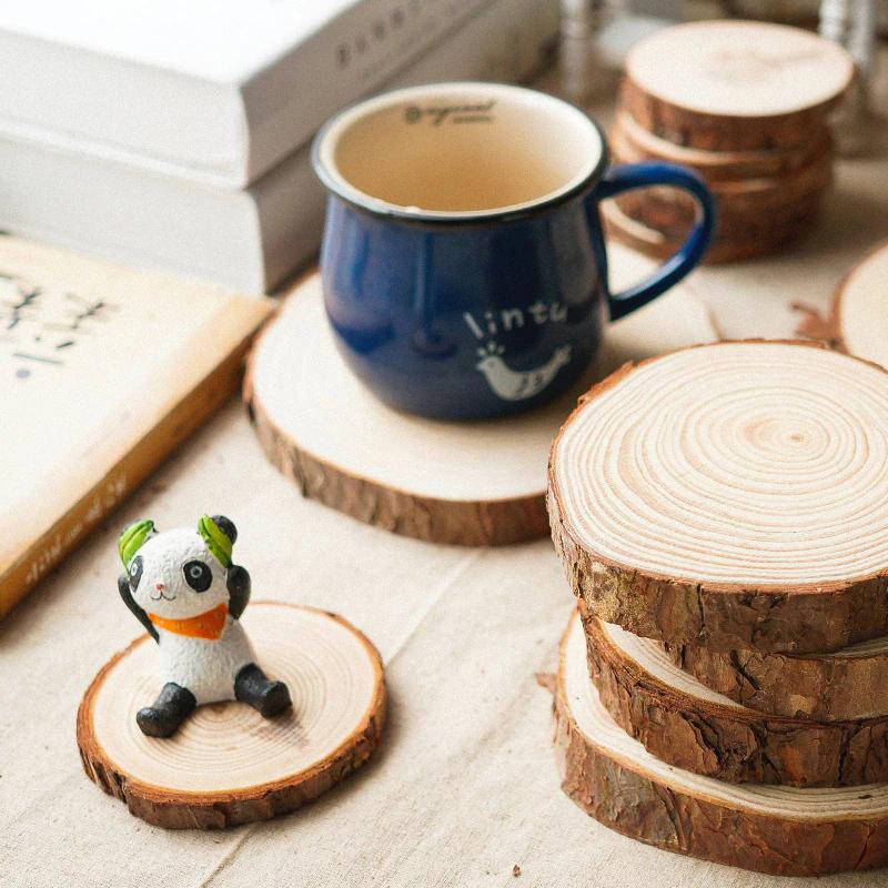 Natural Round Wooden Slice Cup Mat Coaster Tea Coffee Mug Drinks Holder Decor