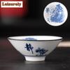 60ML Blue and White Porcelain Tea Cup Handmade Dragon Phoenix Fish Pavilion Chinese Kungfu Teacup Ceremony Teaware Master Cups