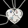 3Pcs/Set Heart Spliced Pendant Necklace Best Friend Bff Friendship Couple Necklace  Jewelry