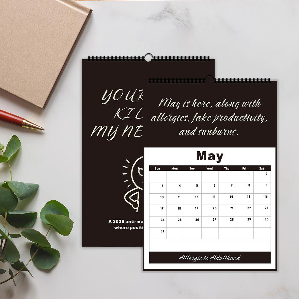 1 шт. настенный календарь на 2026 год, юмористические и забавные цитаты, ежемесячный план на 12 месяцев, идеальный подарок на день рождения, Рождество, Новый год