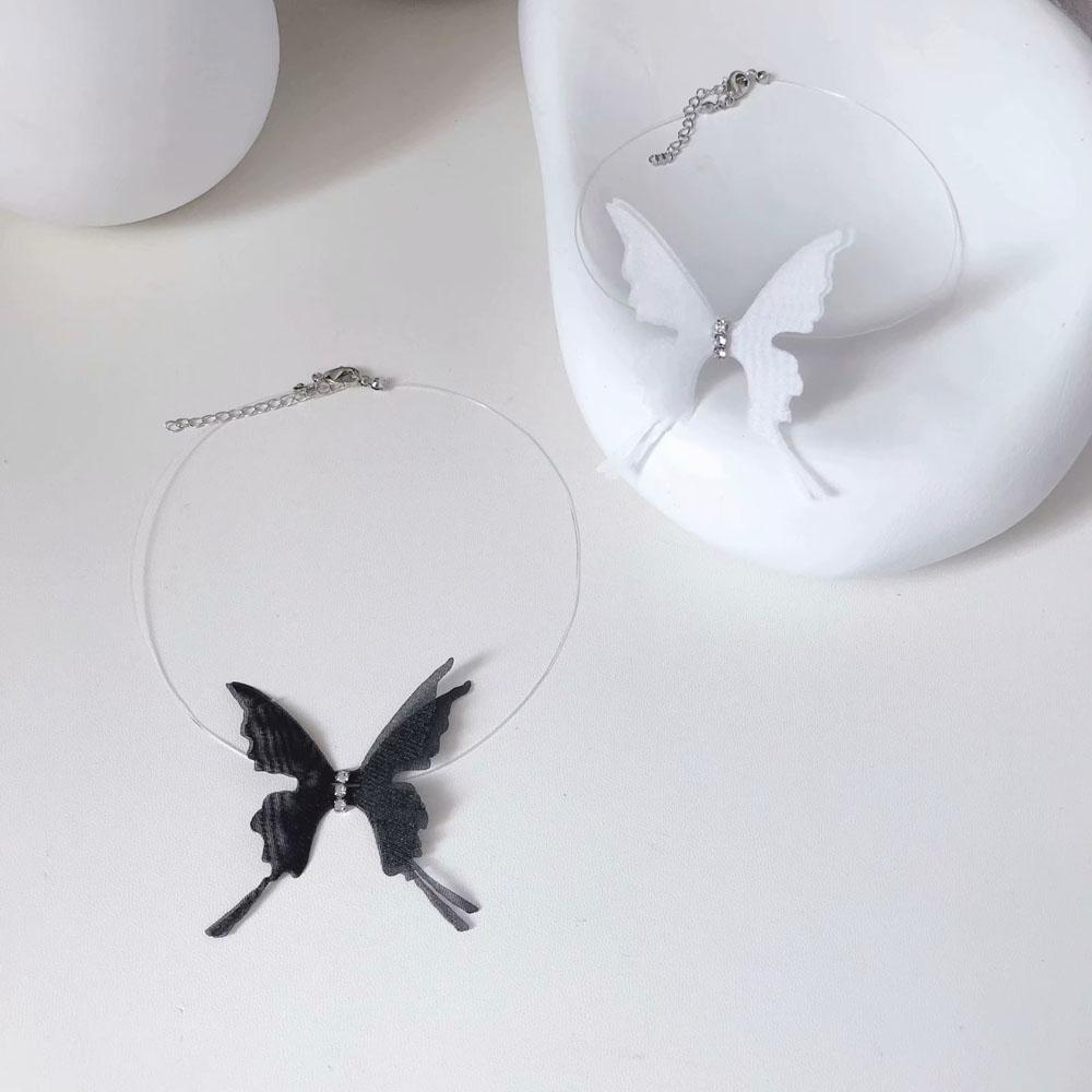 Sexy Fashion Accessories Trendy Club White Black Lace Women Choker Butterfly Necklace Party Jewelry