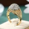 Fashion Design Women's Golden Plated Ring with Sparkling Synthetic Zirconia Claws Setting Luxury Elegant Wedding Jewelry Crafts