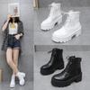 Autumn Winter Ankle Boots for Women Fashion Motorcycle Boots Chunky Heels Casual Lacing Round Toe Platform Boots Shoes Female