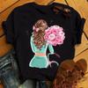 Fun Girl Printed Pattern Round Neck Short Sleeve Tshirt Women on Round Neck European American Tops Tees