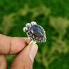 Natural Labradorite Gemstone Statement Blue Adjustable Ring 925 Sterling Silver