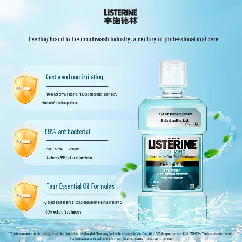Listerine Освежающий мятный ополаскиватель для рта без спирта