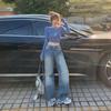 YC& Американские джинсы с низкой талией, стиль ' Spicy Girl', свободные, прямые, широкие, с градиентом