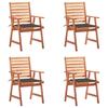 Garden Dining Chairs 4 pcs with Cushions Solid Acacia Wood