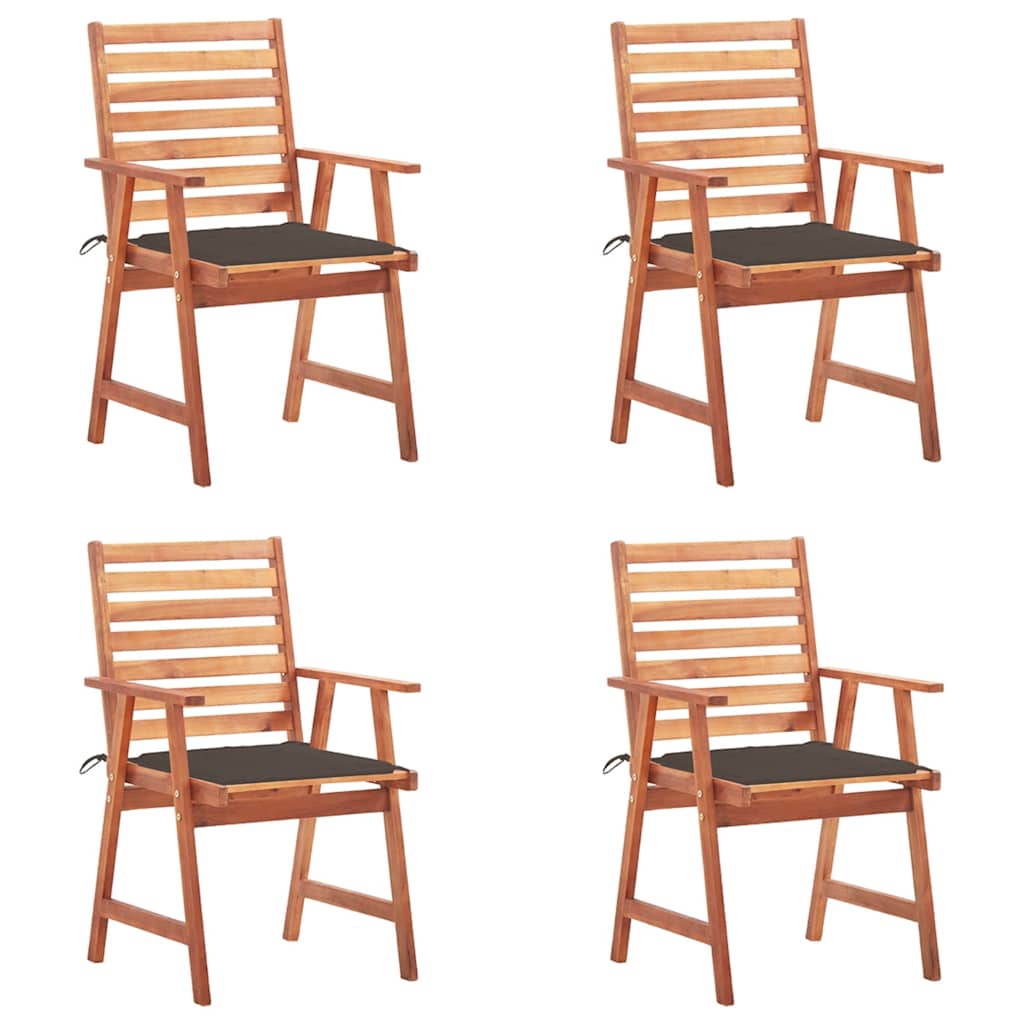 Garden Dining Chairs 4 pcs with Cushions Solid Acacia Wood