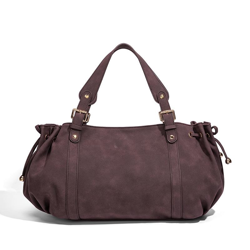 OL new light luxury retro drawstring bag niche single shoulder underarm portable casual pleated women's bag