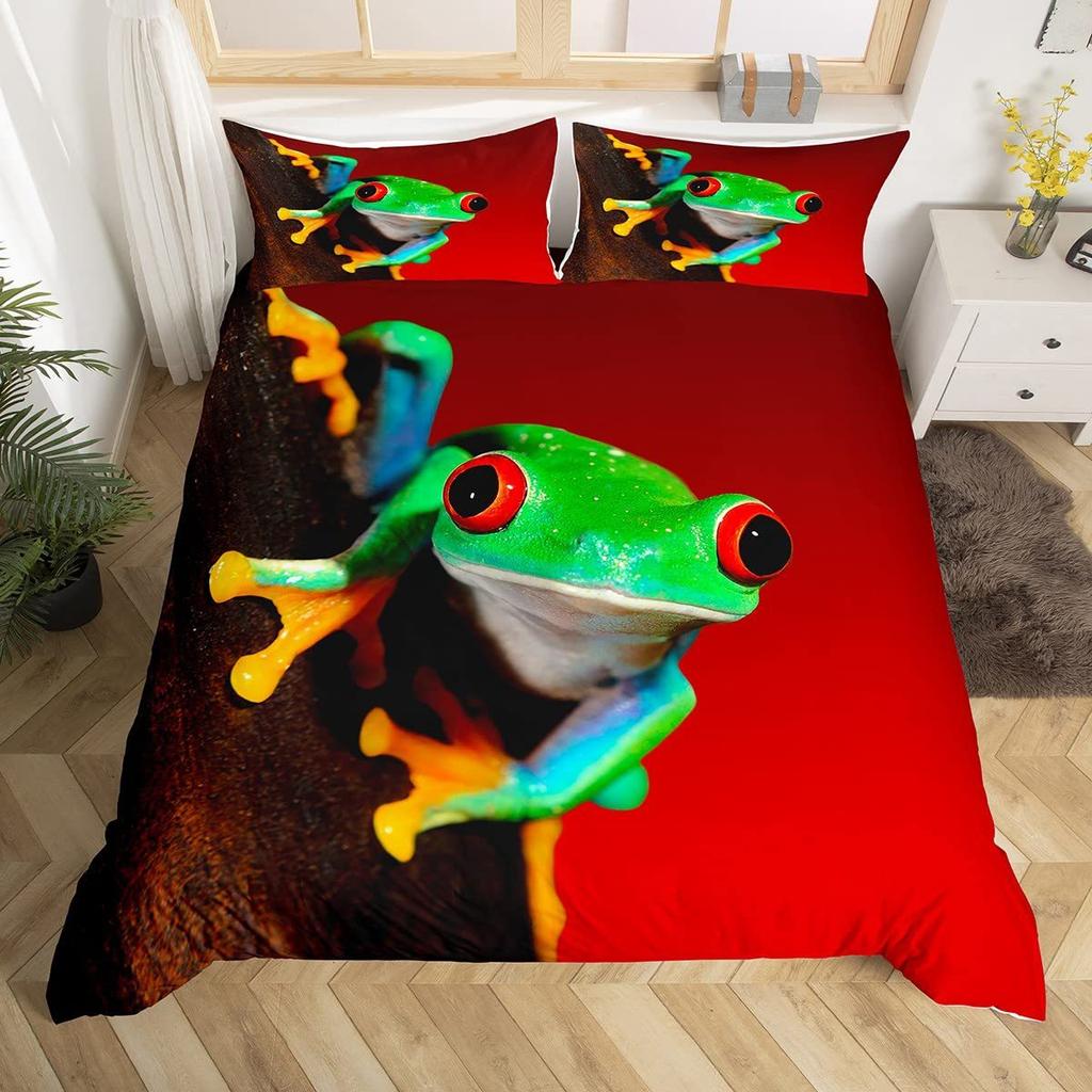 Tree Frog Frog Animal Quilt Cover Bedding Three-Piece Quilt Cover Independent Station