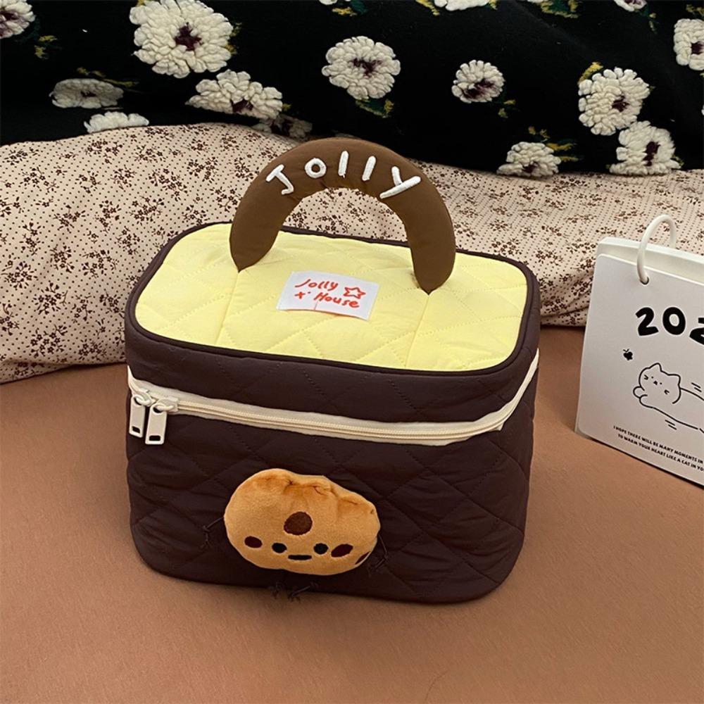 House-shaped Handheld Cosmetic Case Kawaii Toiletry Bag Simple Cute Cabin Makeup Bag Storage Bag