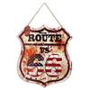 [A0690] - Retro Metal Sign 'Route 66' Vintage Red Beige - 35x30 Cm