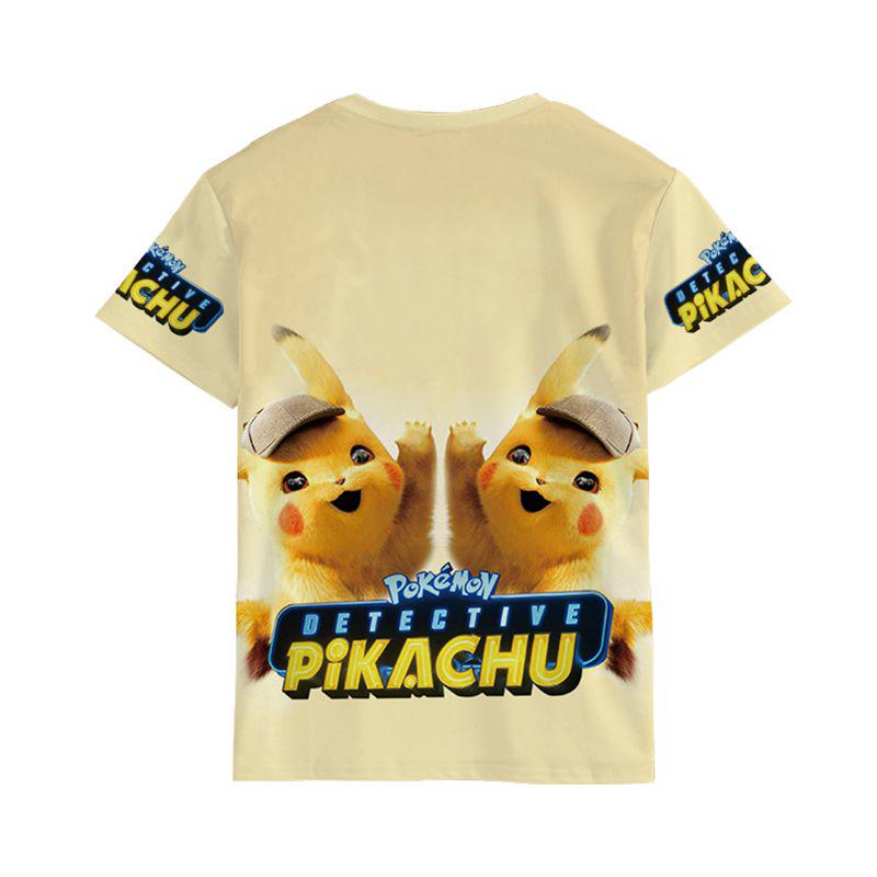 Pokemon Detective Pikachu Tshirt 3d Print Short Sleeve Cosplay Costume Tee Tops