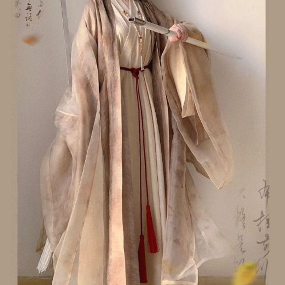 Рубашка с прямыми рукавами и принтом Hanfu, сказочный костюм с юбкой до талии