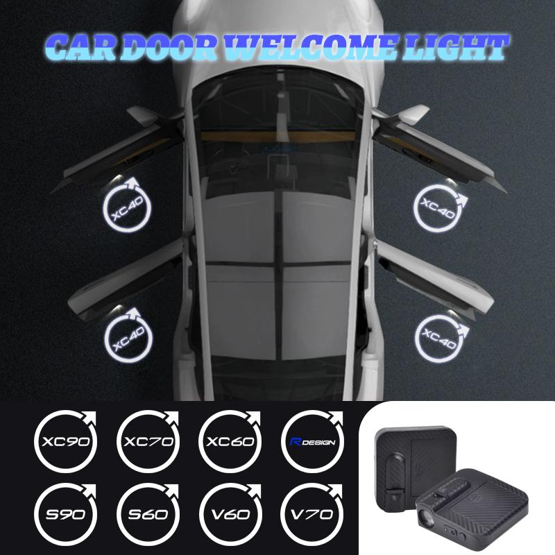 1/2PCS For Volvo R Design XC90 XC60 XC40 XC70 S60 S90 V70 V60 Car Logo Wireless Courtesy Car Door Projector LED Courtesy Lamp